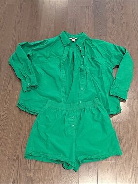 H&M green cotton set S/M